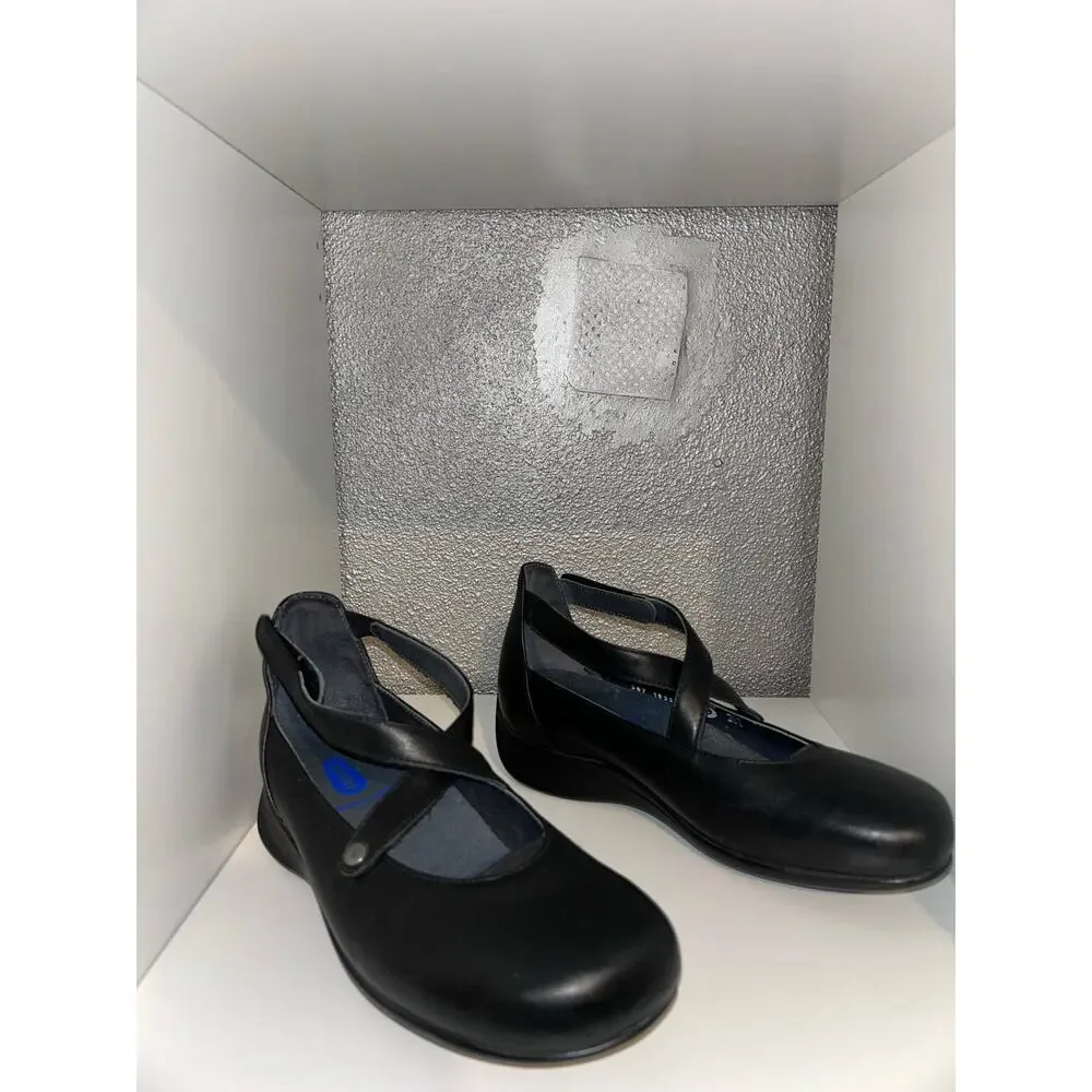 Wolky Ambrosia Mary Jane Shoes Black Leather Comfort Strap EU 38 US 7.5 Comfort